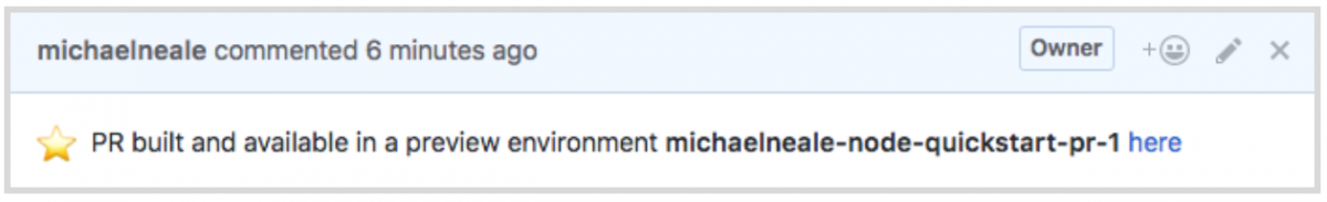 Comment in a GitHub Pull Request