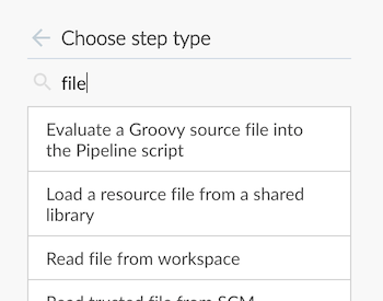 Step list filtered by 'file'