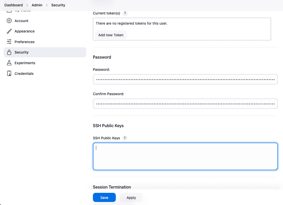 Adding public SSH keys for a user