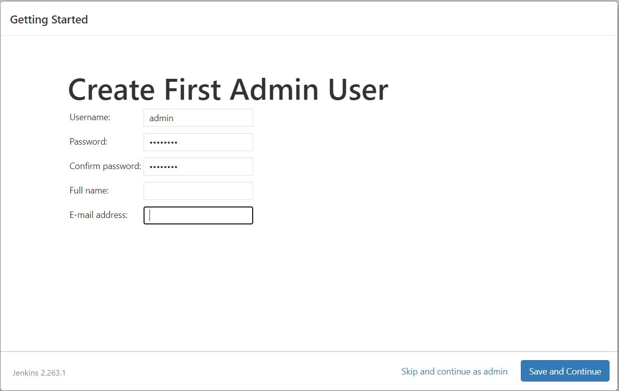 Create your first admin user.