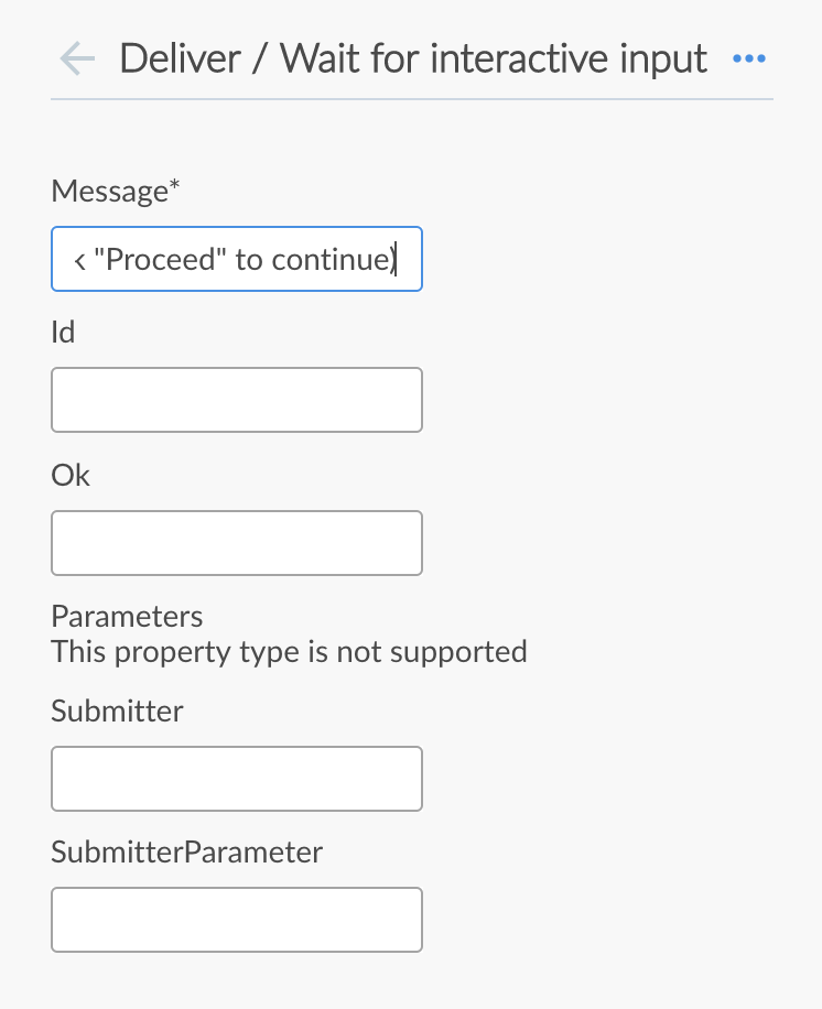 Specifying input step message value