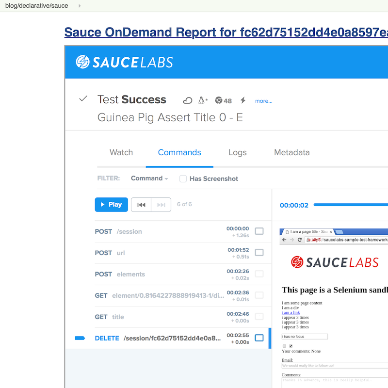 SauceLabs Test Report