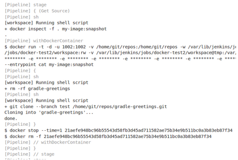Example inside method Docker command output