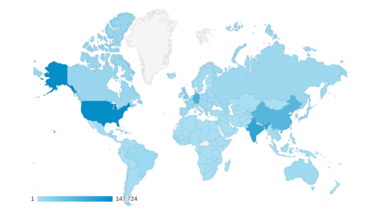 Country by country visitors to jenkins.io