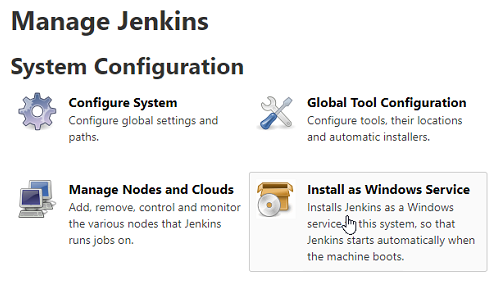 Install Jenkins as a service from Manage Jenkins