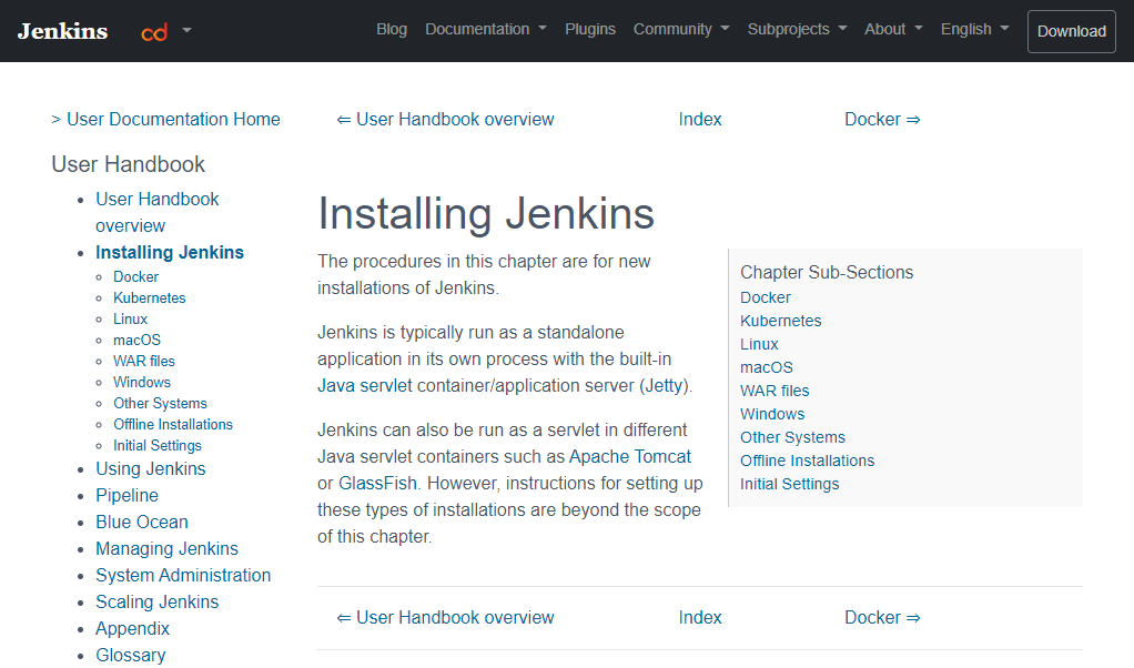 Installing Jenkins chapter after the PR