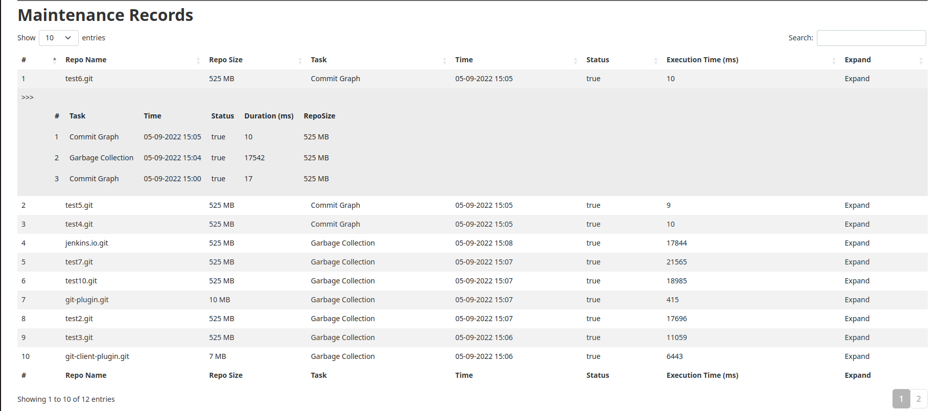 maintenance records