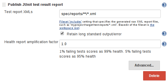 Publish JUnit test result report