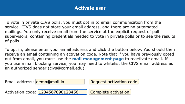 Confirm your CIVS account