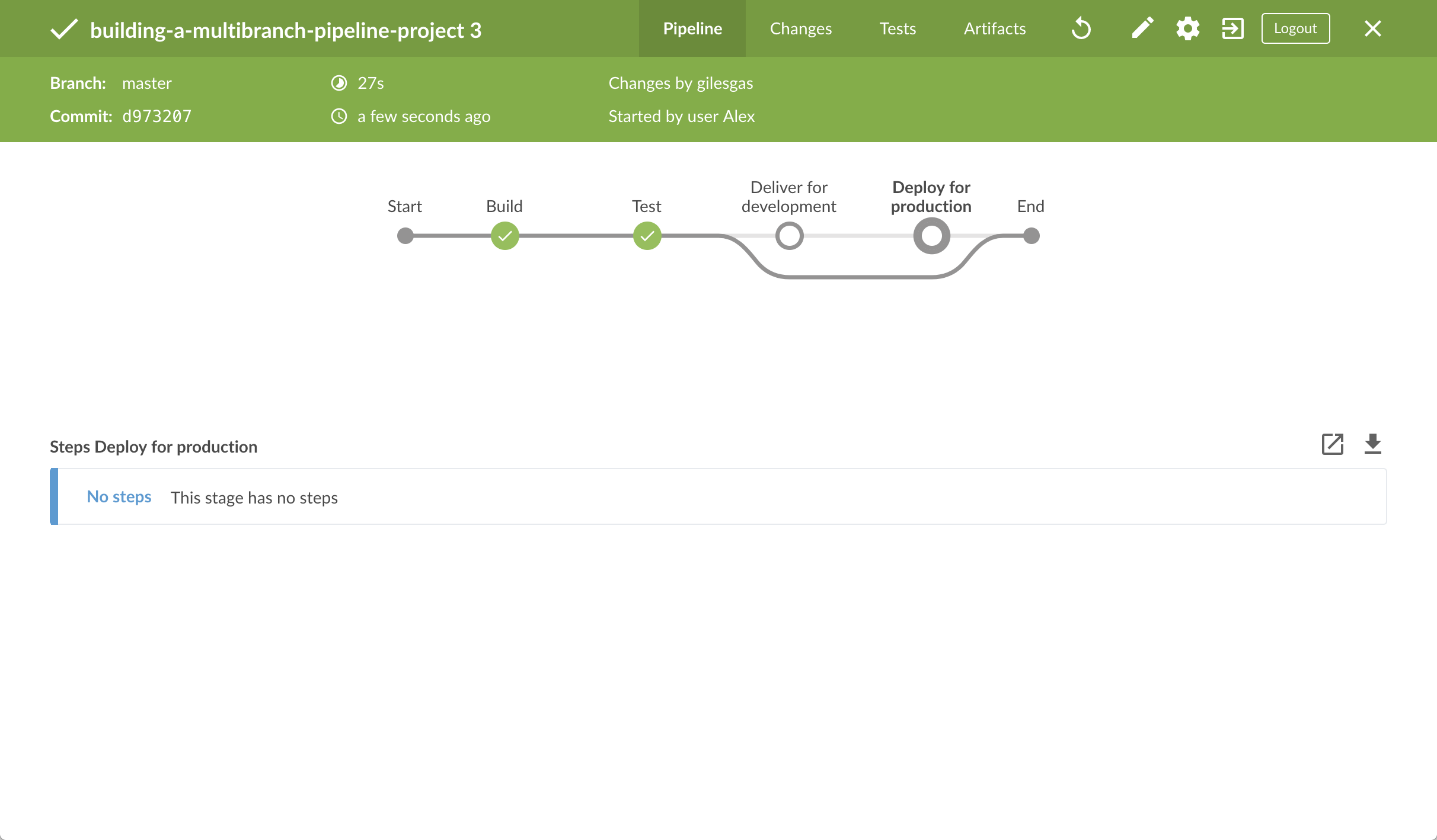 Complete Pipeline runs successfully on the <em>master</em> branch