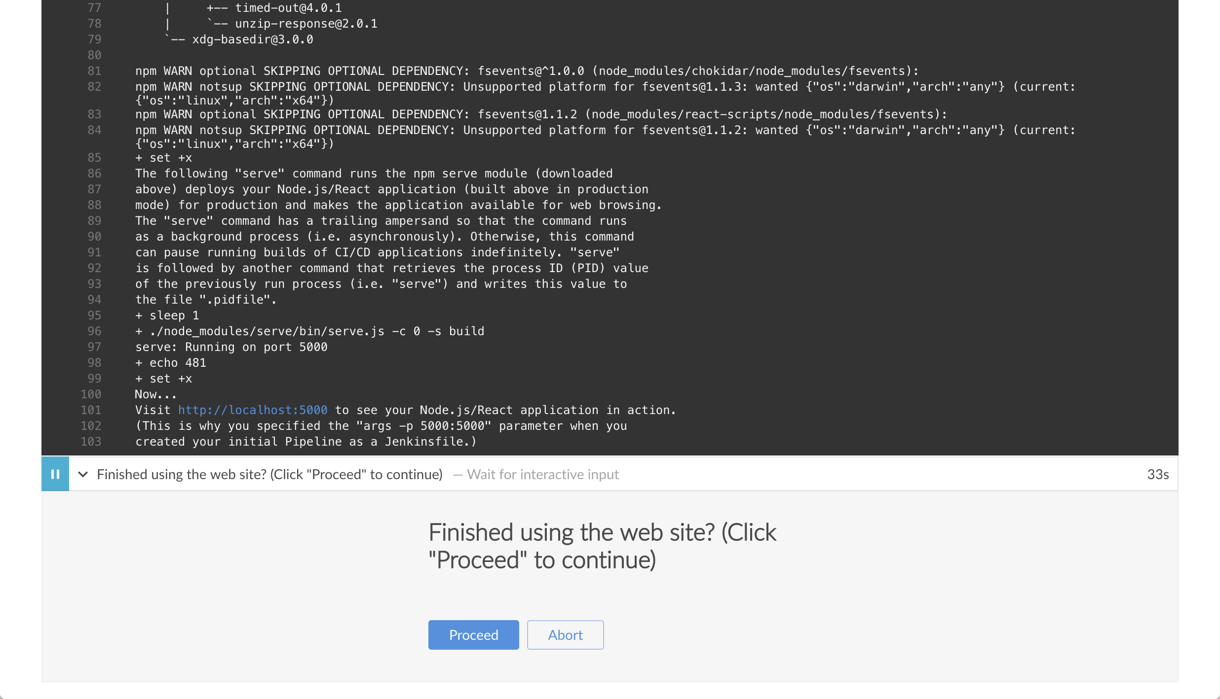 Shell Script step <em>Deploy for production</em> stage opened